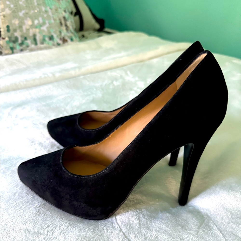 Vero Cuoio Black Suede Dress Shoes Stiletto Pumps Size 8
